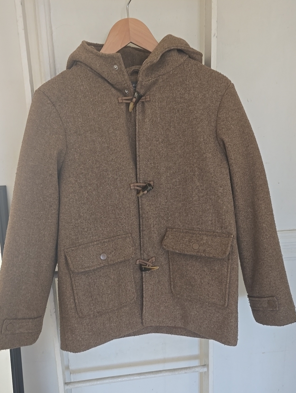 Primark Kid's Hooded Toggle Pea Coat in Brown (11-12 Yrs)